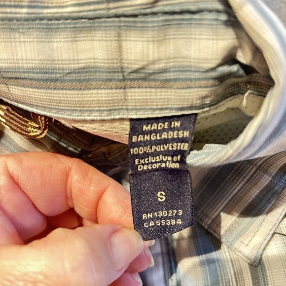 Wrangler Performance Shirt Gray and Aqua Plaid Size Small NWT Fishing Breathable - Picture 6 of 7